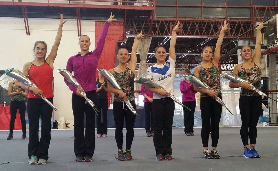 EQUIPO. Estas son las gimnastas que integran la selección argentina que viajará a Toronto.