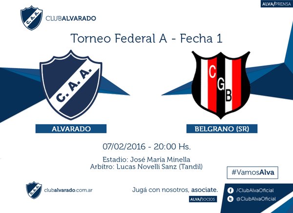 Alvarado y Belgrano de Santa Rosa se medirán por la primera fecha. 
