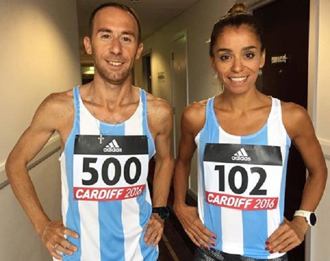 Mariano Mastromarino y María Peralta antes de competir con los colores nacionales. 