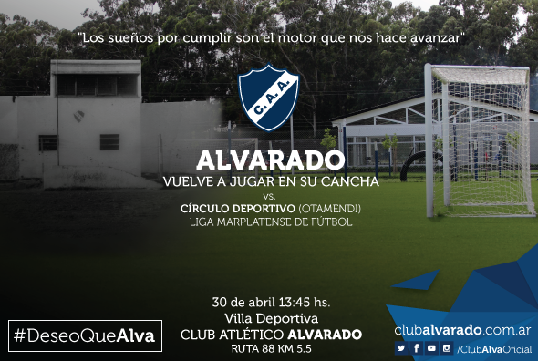 Alvarado volverá a jugar de Local por la Liga Marplatense el 30 de abril. 