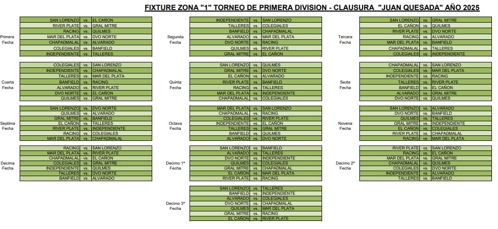 Fixture - Torneo Clausura 2025 - Futbol Local - 2